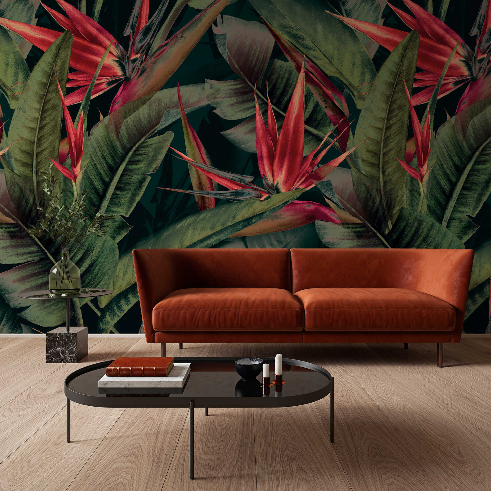 Sofa, Couch, Leder, 橙rot, Wohnzimmerdeko