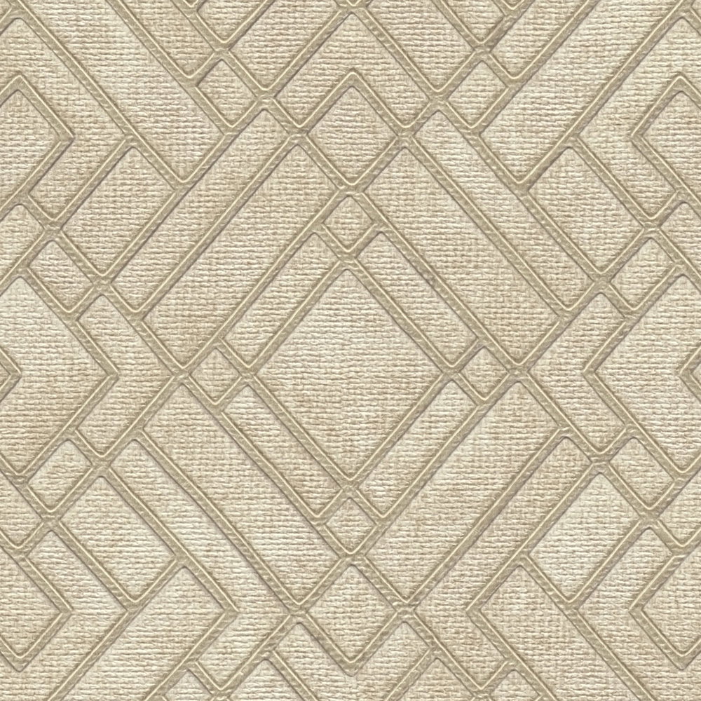             Metallic Tapete mit Linien-Grafik – Gelb, Beige
        