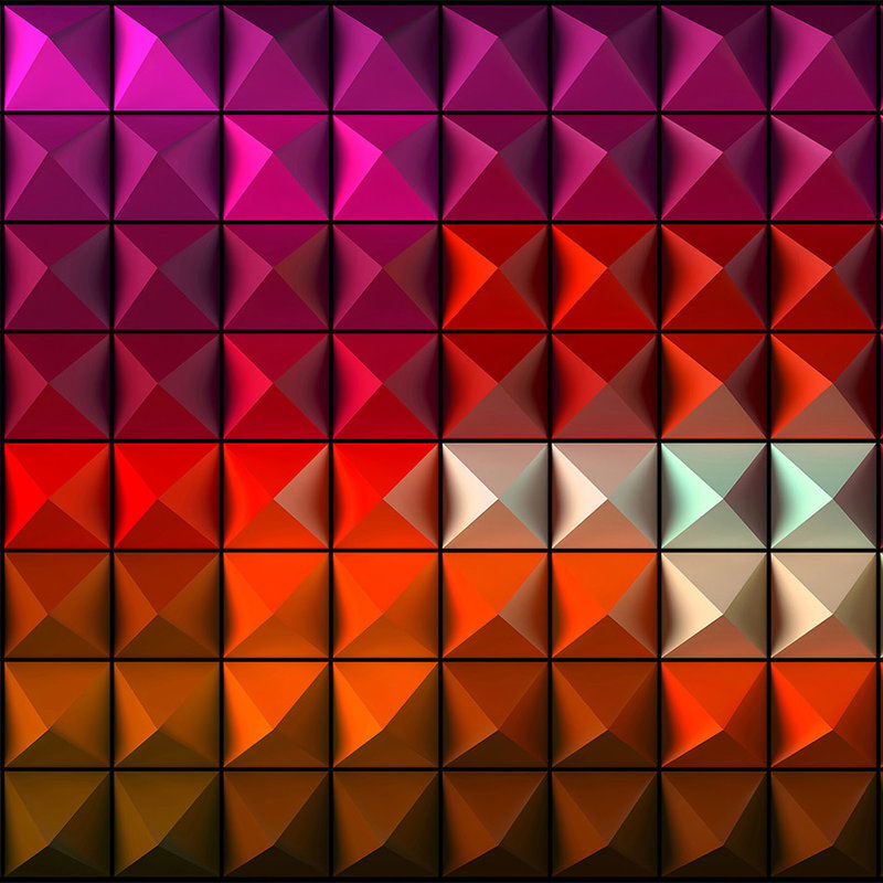         Futuristische Vliestapete – 3D Fototapete in Neonfarben mit geometrischem Design – Bunt, Rot
    