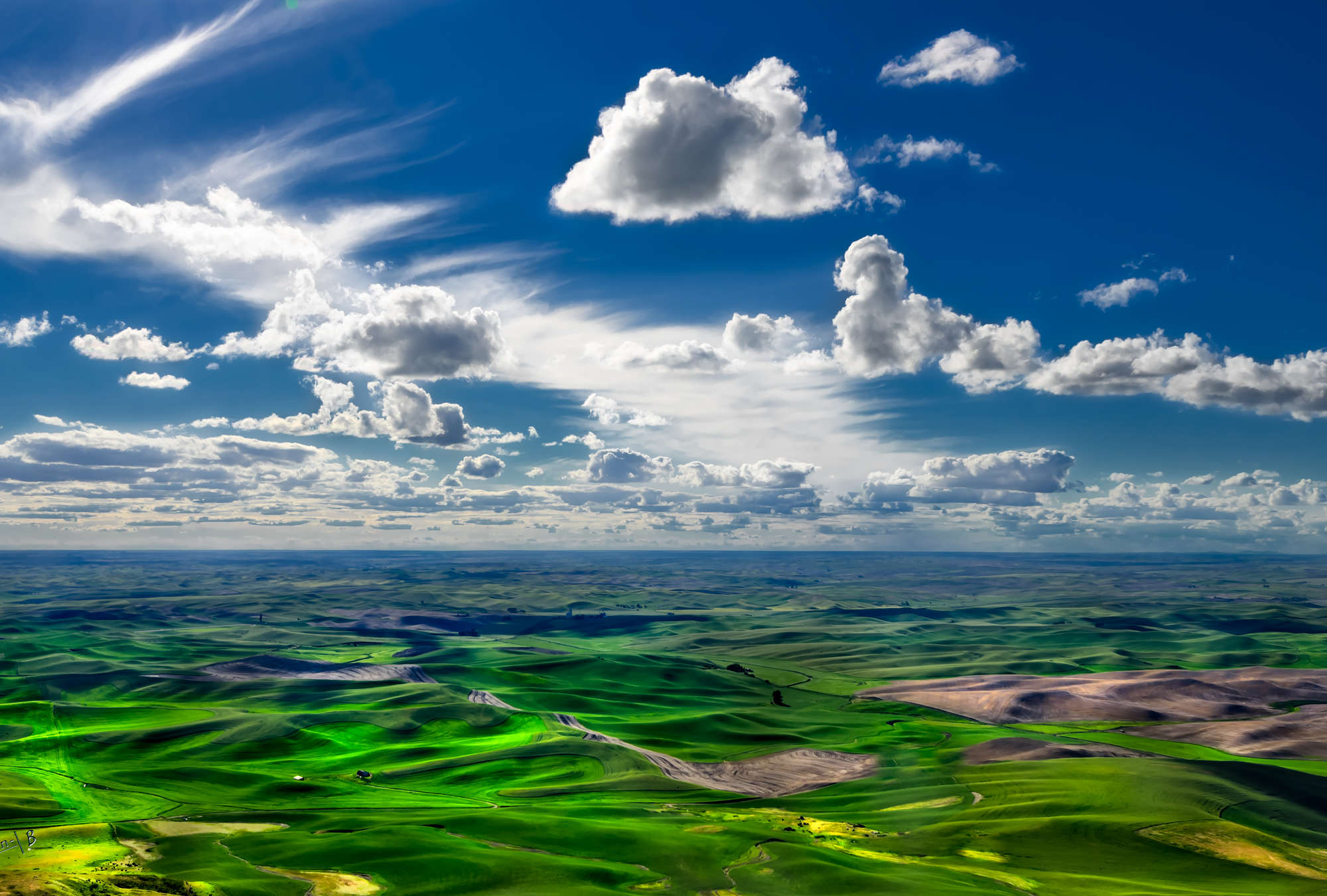 Landschaft, Hügel, Grünfläche, Wolken, Himmel