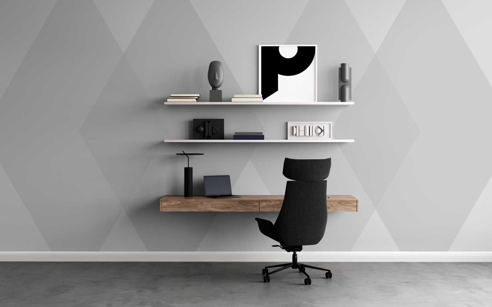 home office, desk, chair, regal, deko
