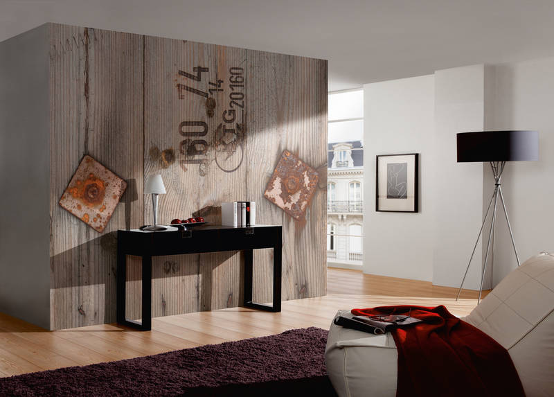 Holzverkleidung, Wandpaneel, Konsole, Rustfarbene Akzente, Wohnzimmer