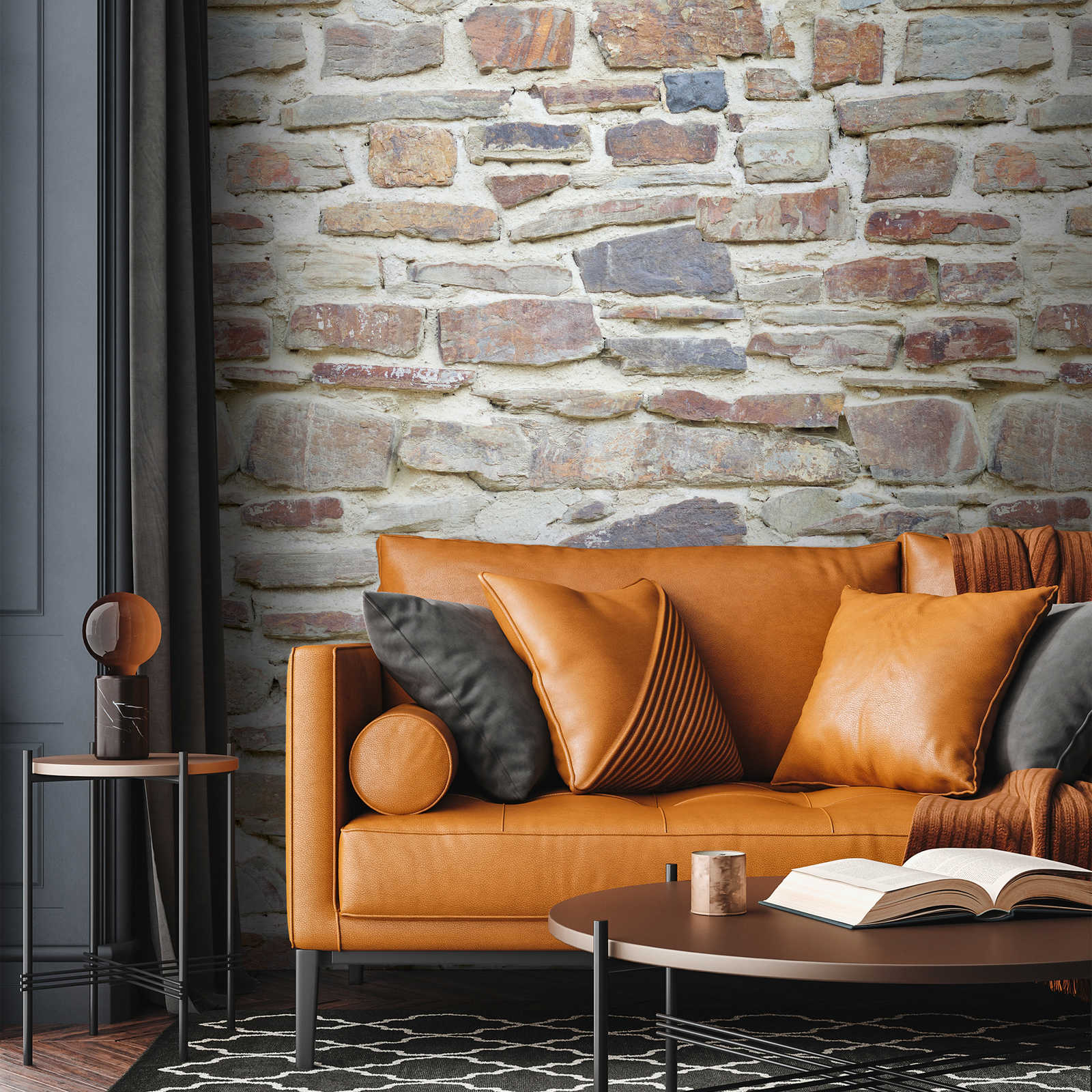         Papier peint classique imitation pierre dans des tons clairs - beige, marron, crème
    