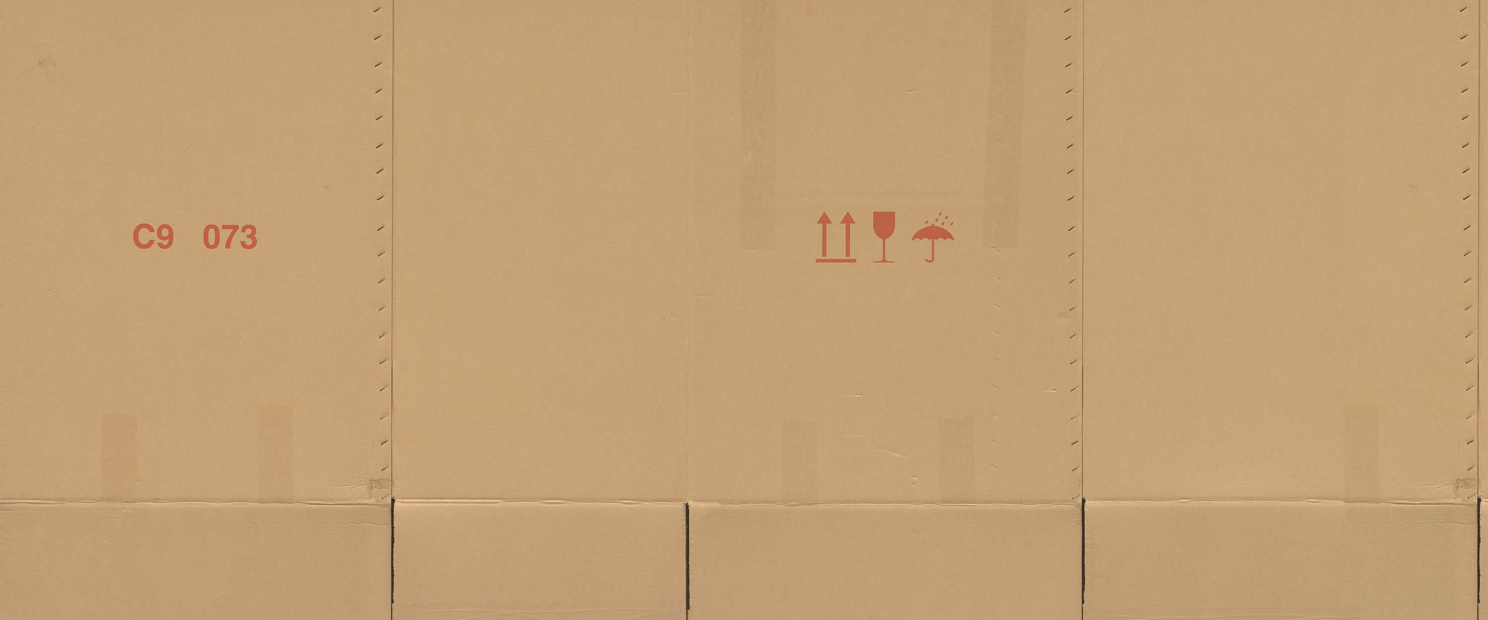             Fototapete Pappkarton Design mit Icons & Karton-Details
        