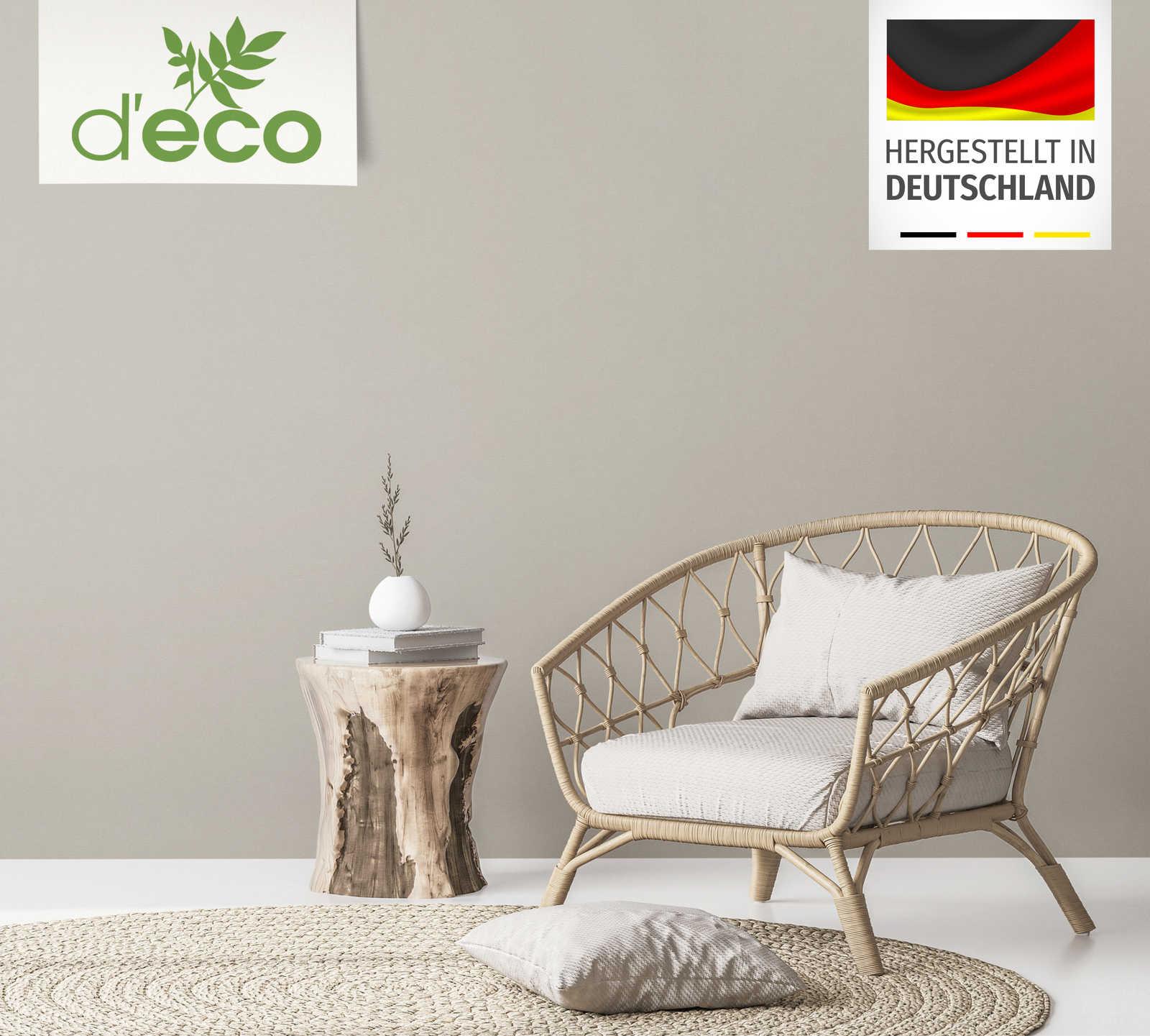             Vliestapete mit Tupfmuster & Glanzeffekt PVC-frei – Beige, Grau
        