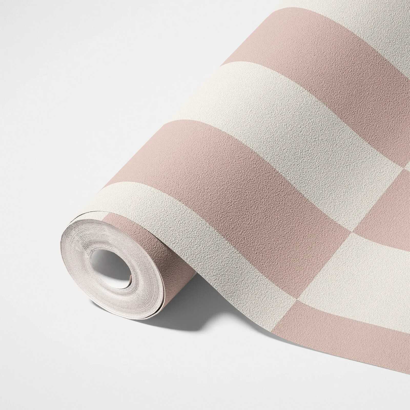             Mustertapete mit Vierecken grafisches Muster – Taupe, Weiß
        
