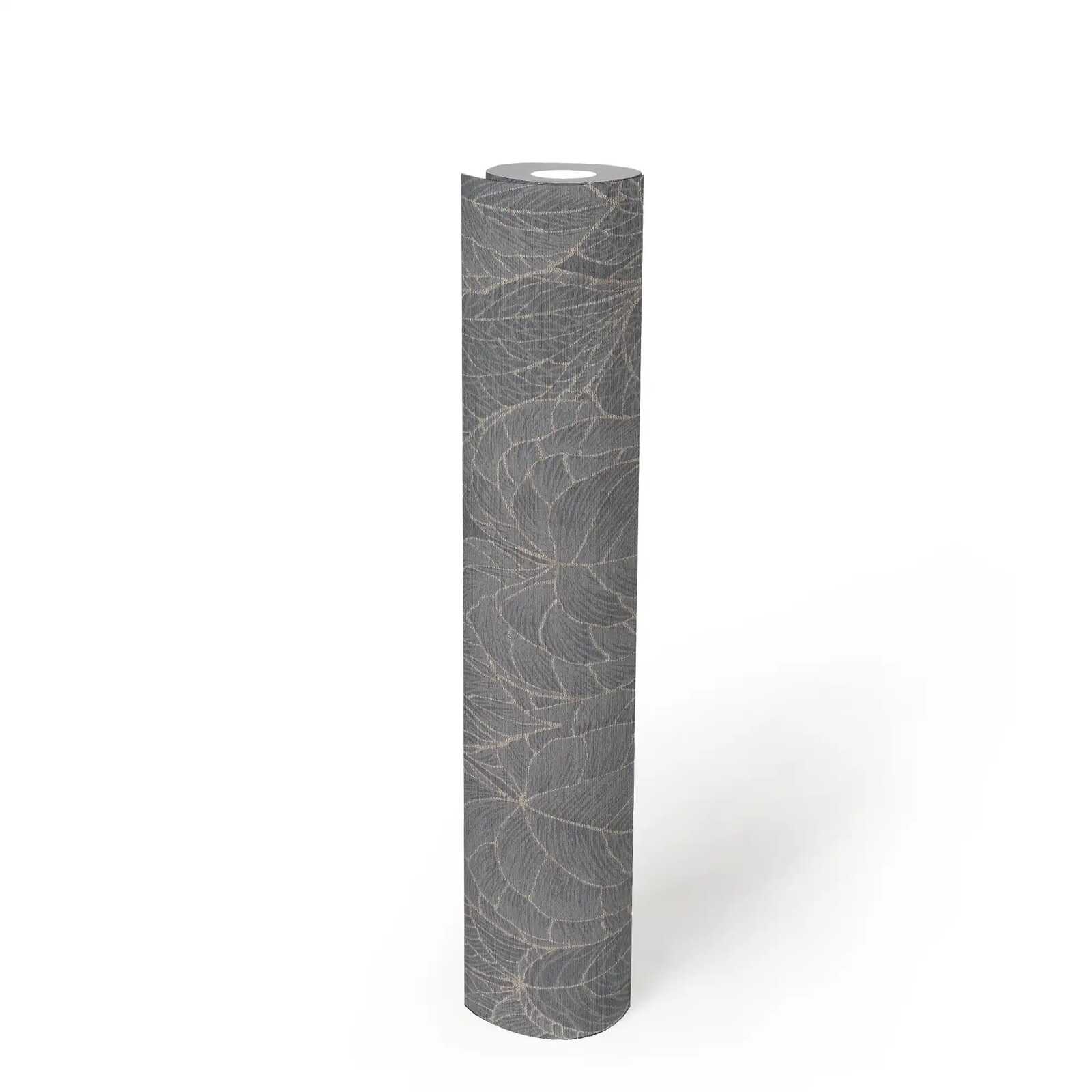 Daniel Hechter Moderne Vliestapete mit floralem Muster und metallischen Akzenten – Grau, Silber, Metallic