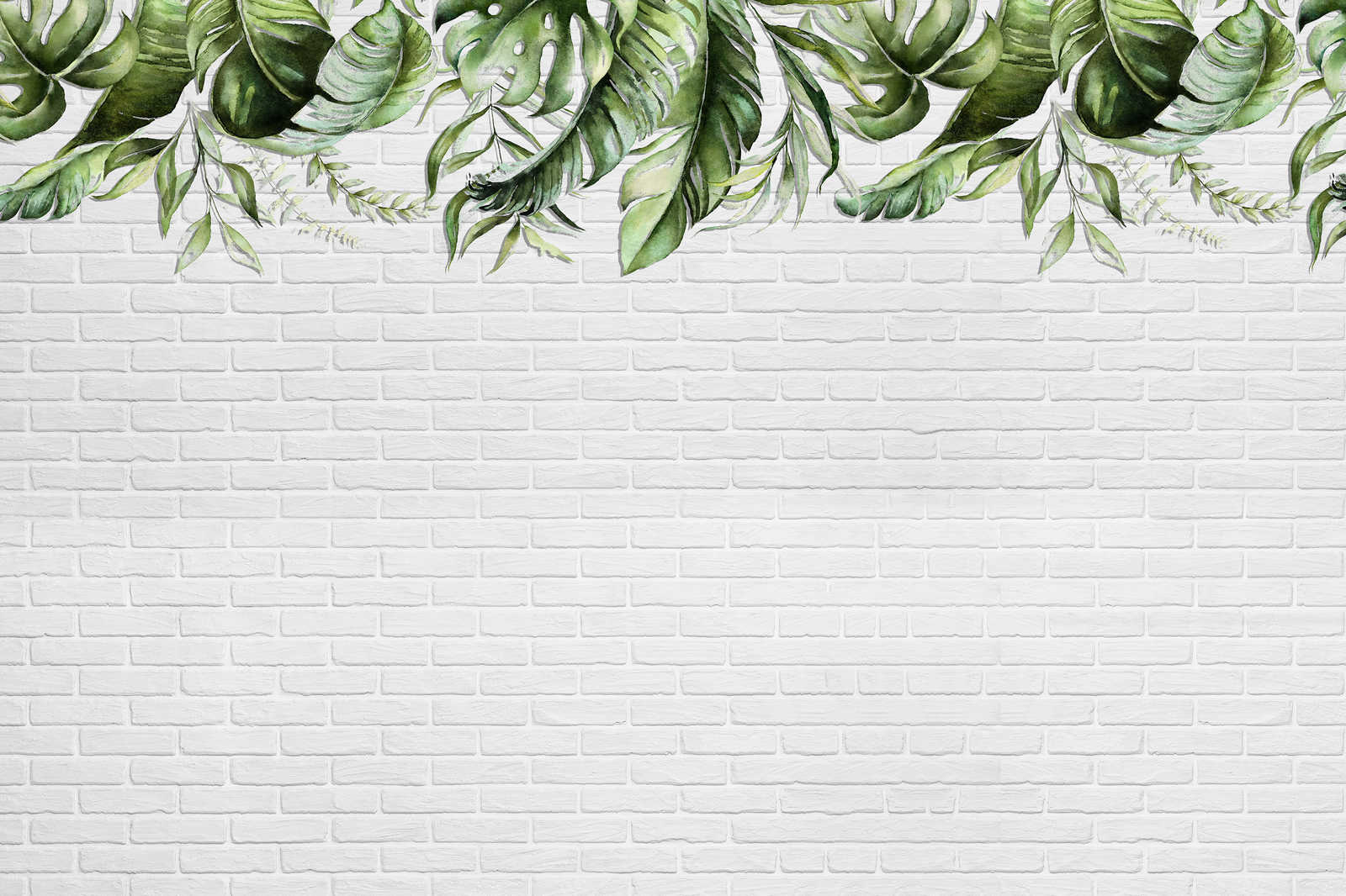             Leinwandbild mit kleinen Blätterranken auf einer Steinwand – 0,90 m x 0,60 m
        
