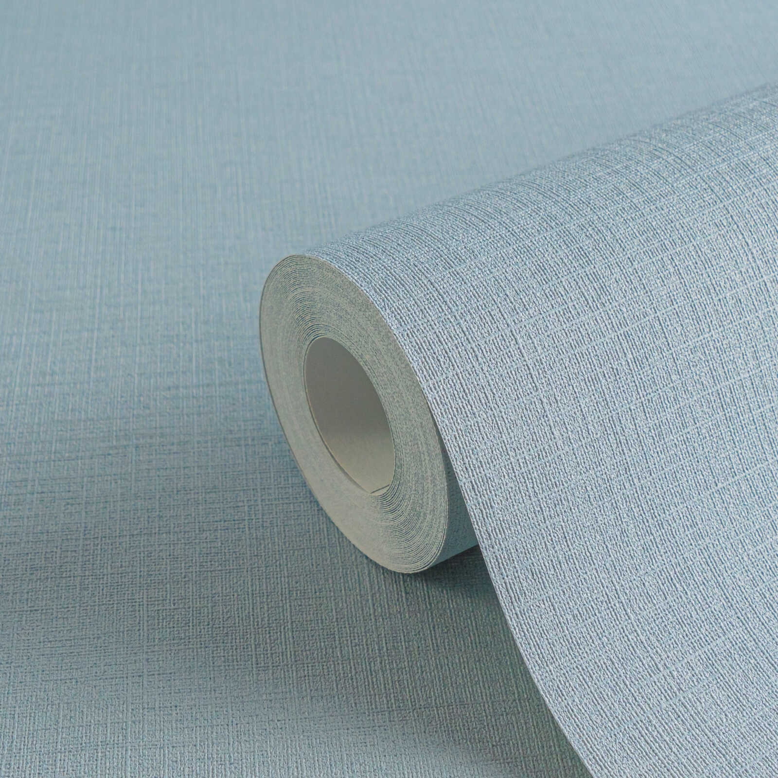 Linnenlookbehang lichtblauw met textiellook in Scandi stijl