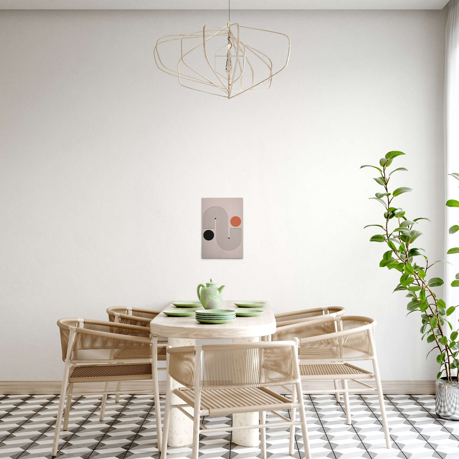             Leinwandbild - Modernes Linien-Design mit Kreisen – 30 x 45 cm - Grau, Schwarz
        