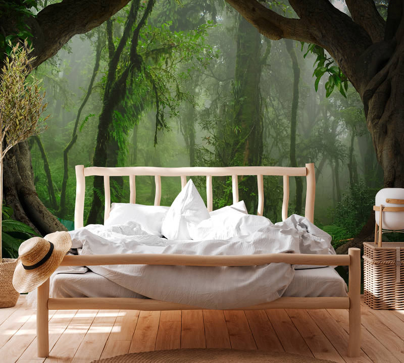             Magische Tropenwald Fototapete – Grün, Braun
        