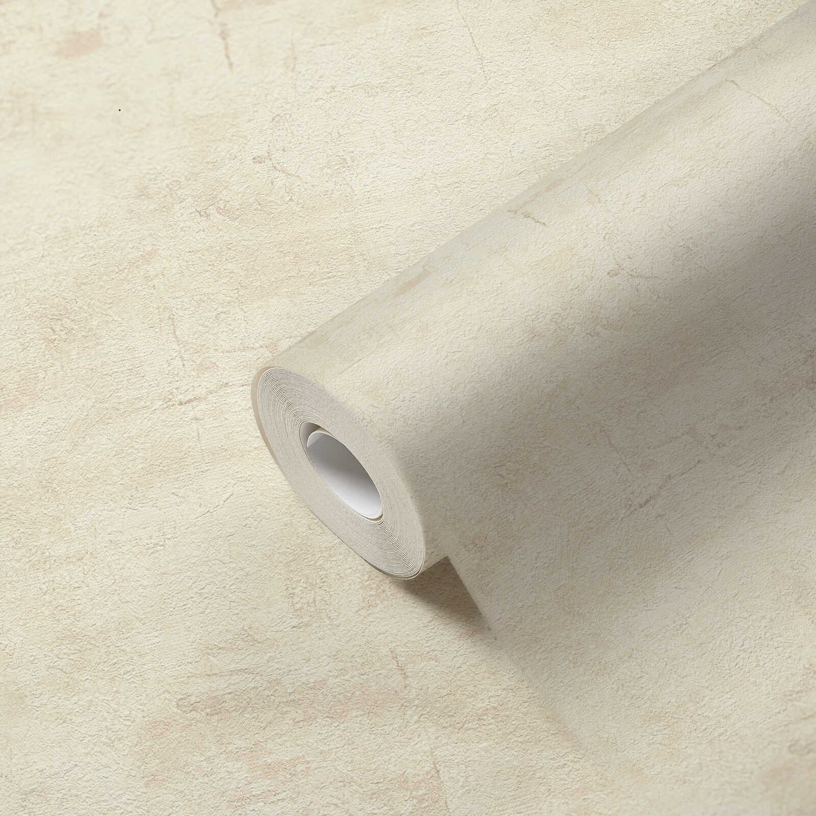             Strukturtapete mit hellbeiger Putz-Optik – Beige, Braun
        