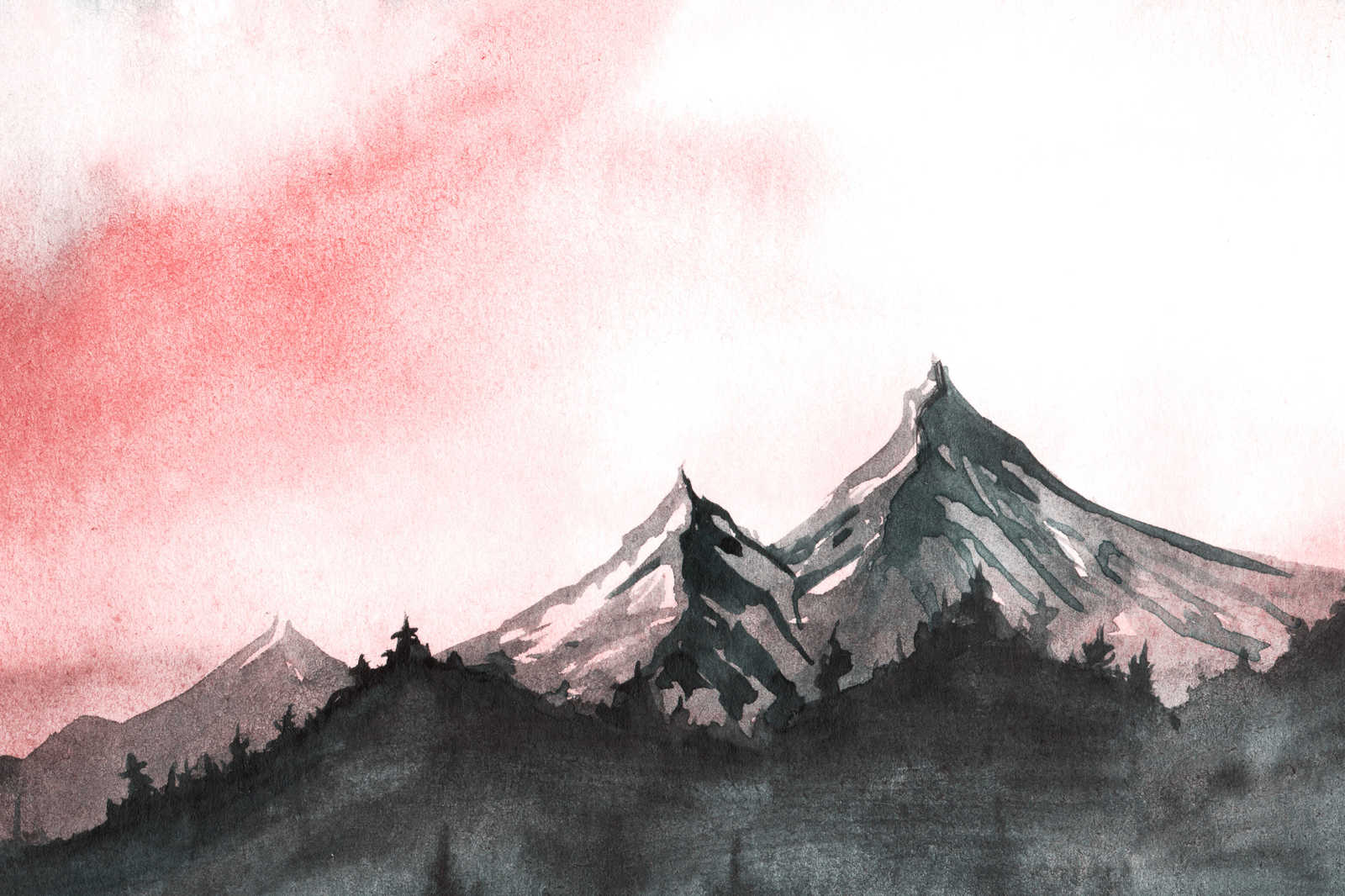             Leinwand mit Berglandschaft im Aquarell-Stil – 0,90 m x 0,60 m
        