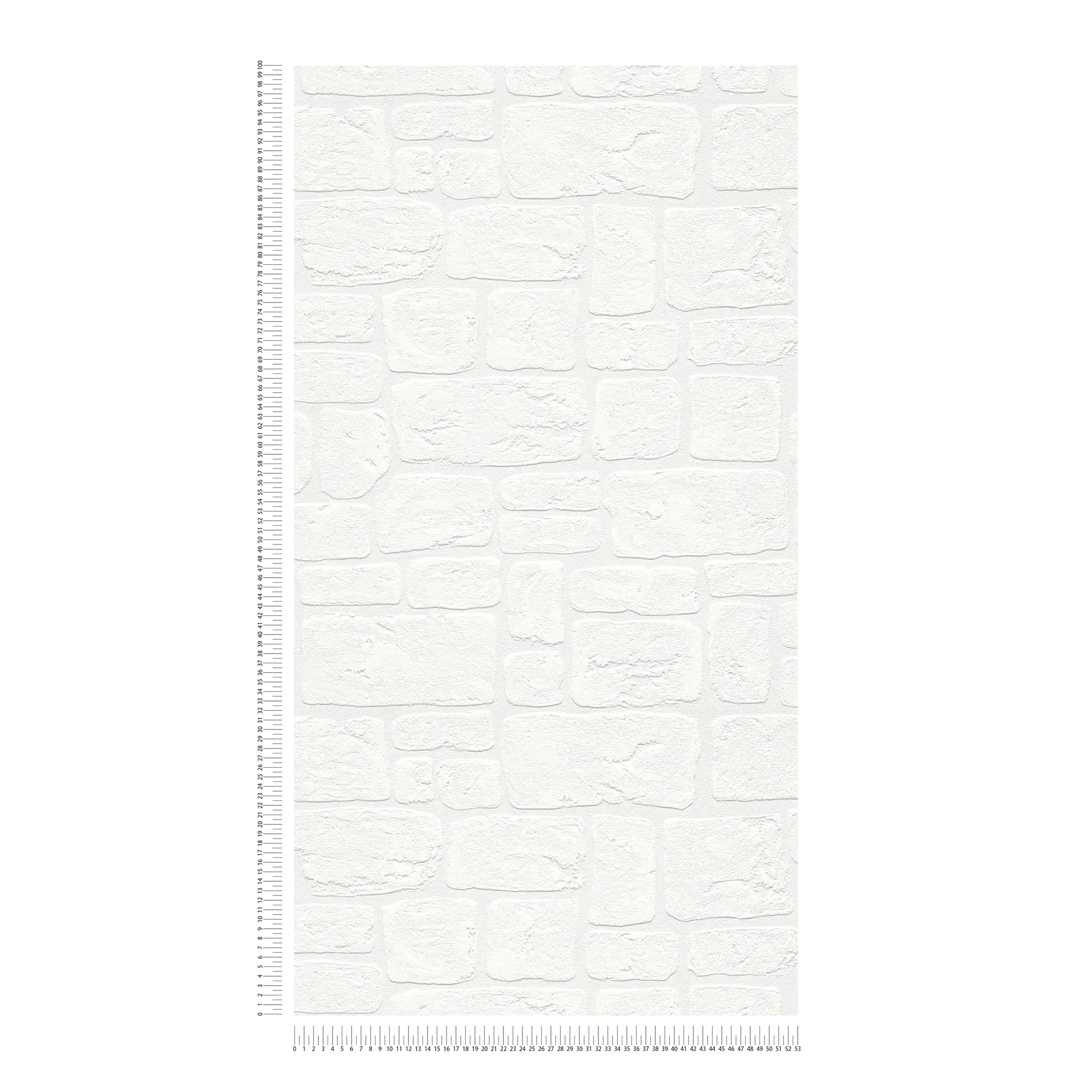 Stein-Tapete mit Mauer-Design und 3D-Effekt – Weiß
