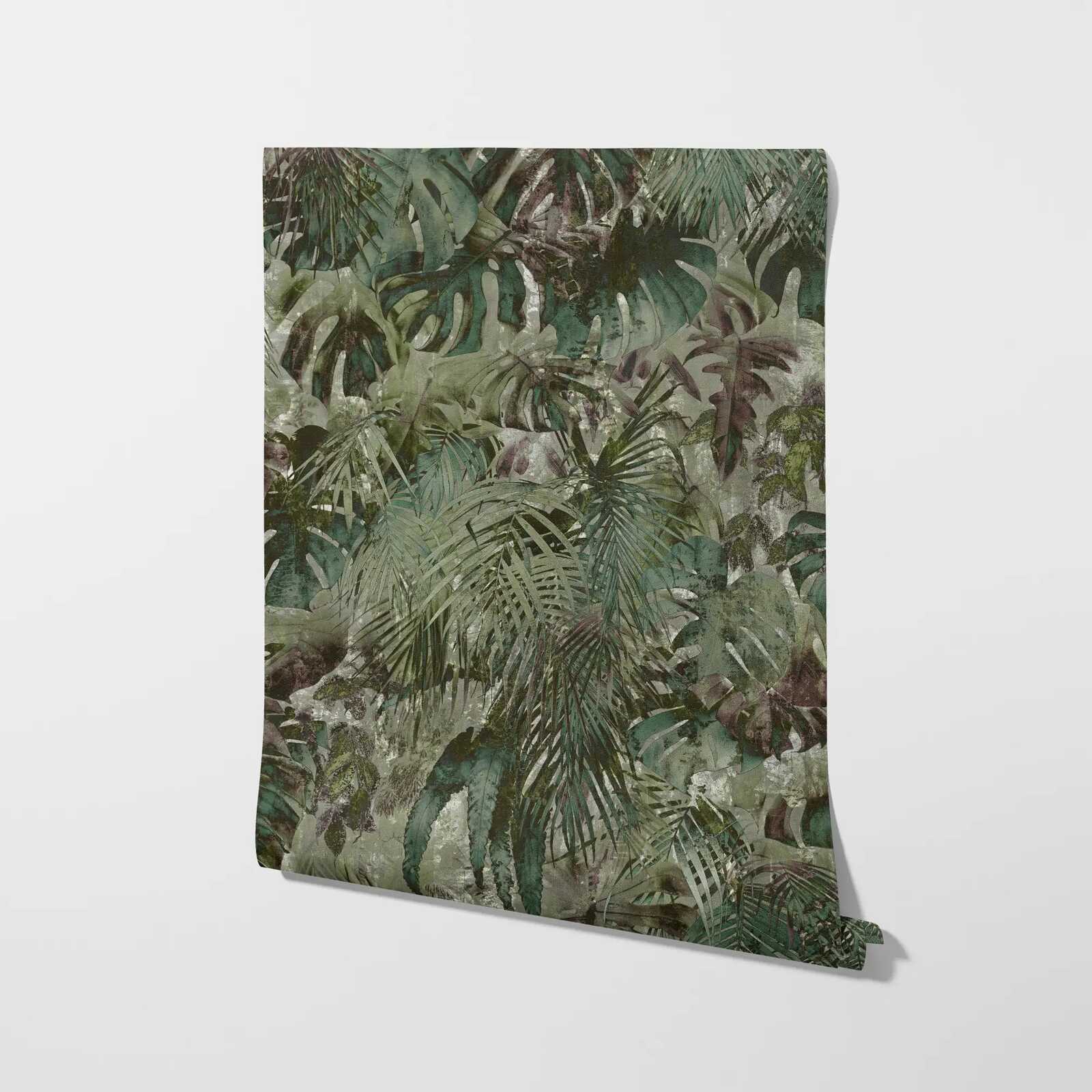             Jungle motief vliesbehang met tropisch bladmotief - groen
        