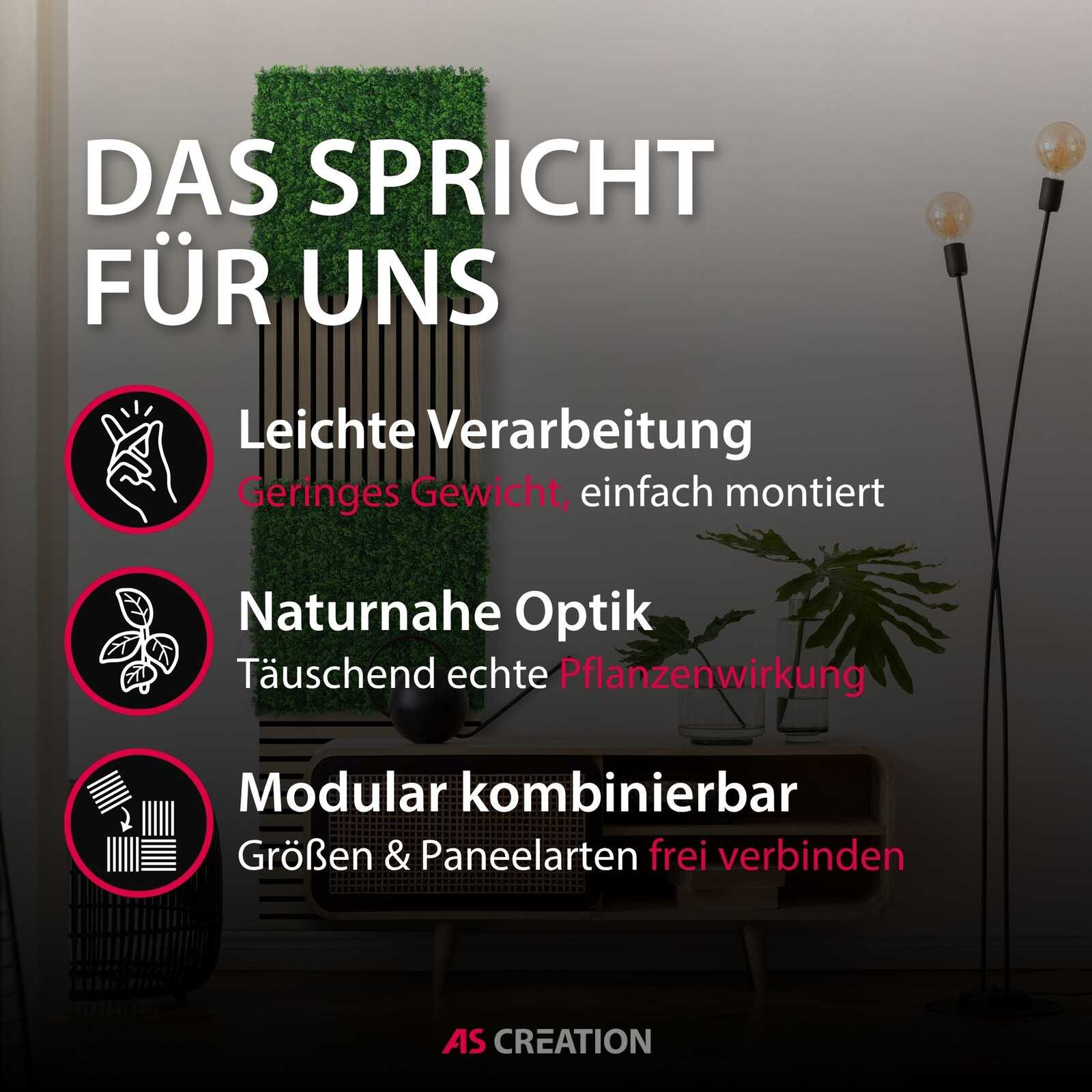 deko-pflanzentop, modular-system, naturfarbige pflanzen, pflanzenwand, wohnzimmer-deko