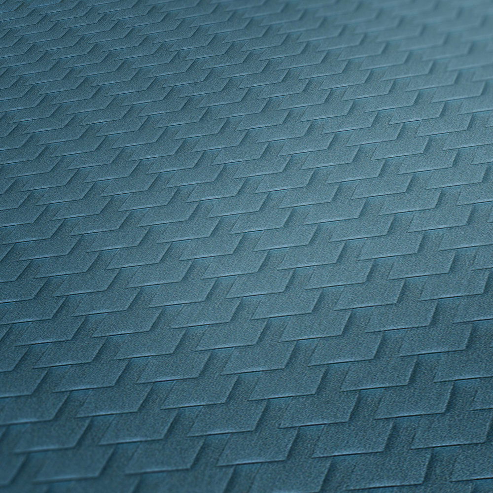             Gemusterte Tapete mit Facetten-Design und 3D-Effekt – Blau, Bronze
        