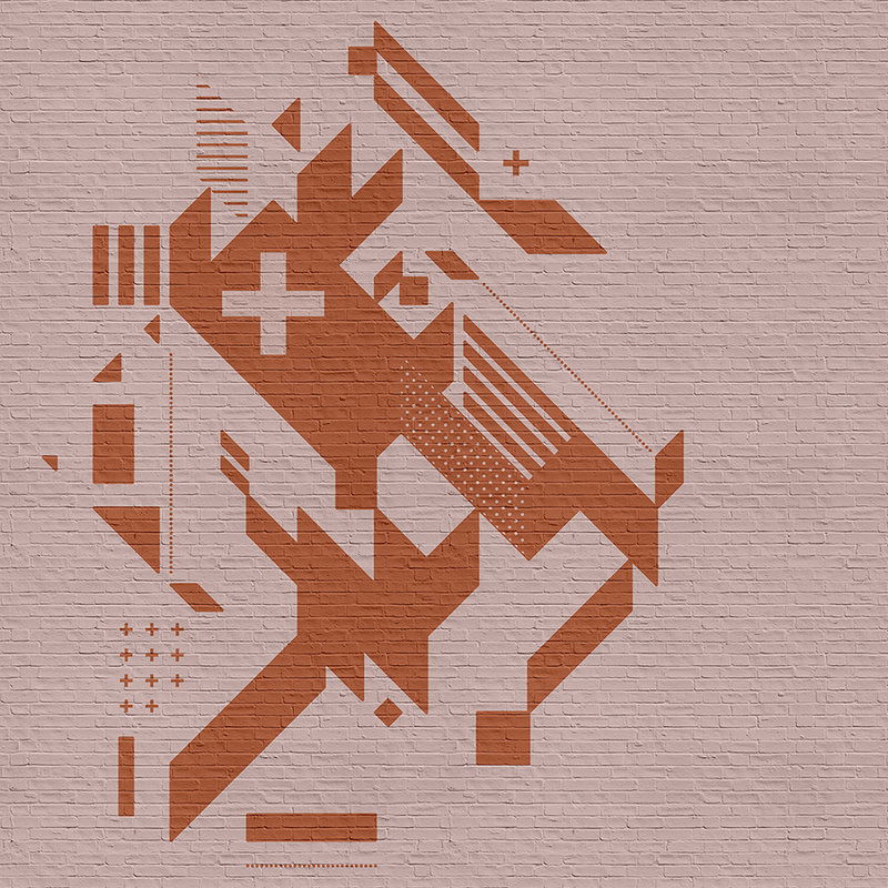         Brick by Brick 1 - Ziegelwand Fototapete mit Grafik – Kupfer, Orange | Premium Glattvlies
    