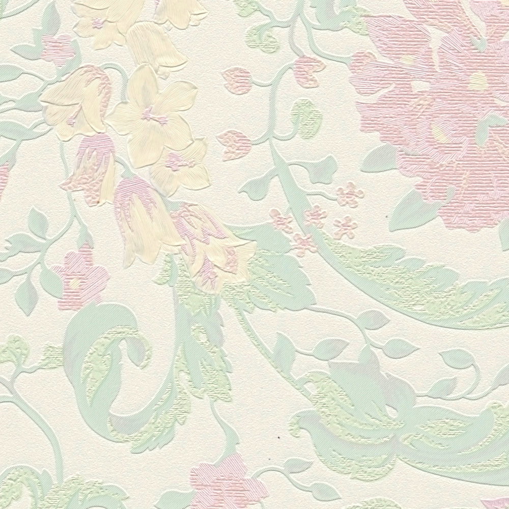             Pastel wallpaper VERSACE with floral ornament - multicoloured, metallic
        