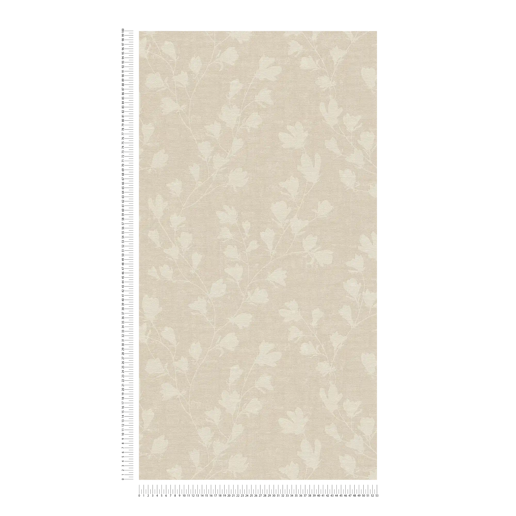 Beige Tapete mit natürlichem Blättermuster