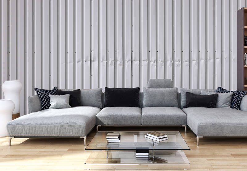 wohnzimmer, sofa, ecksofa, grau, glas(speisetisch)