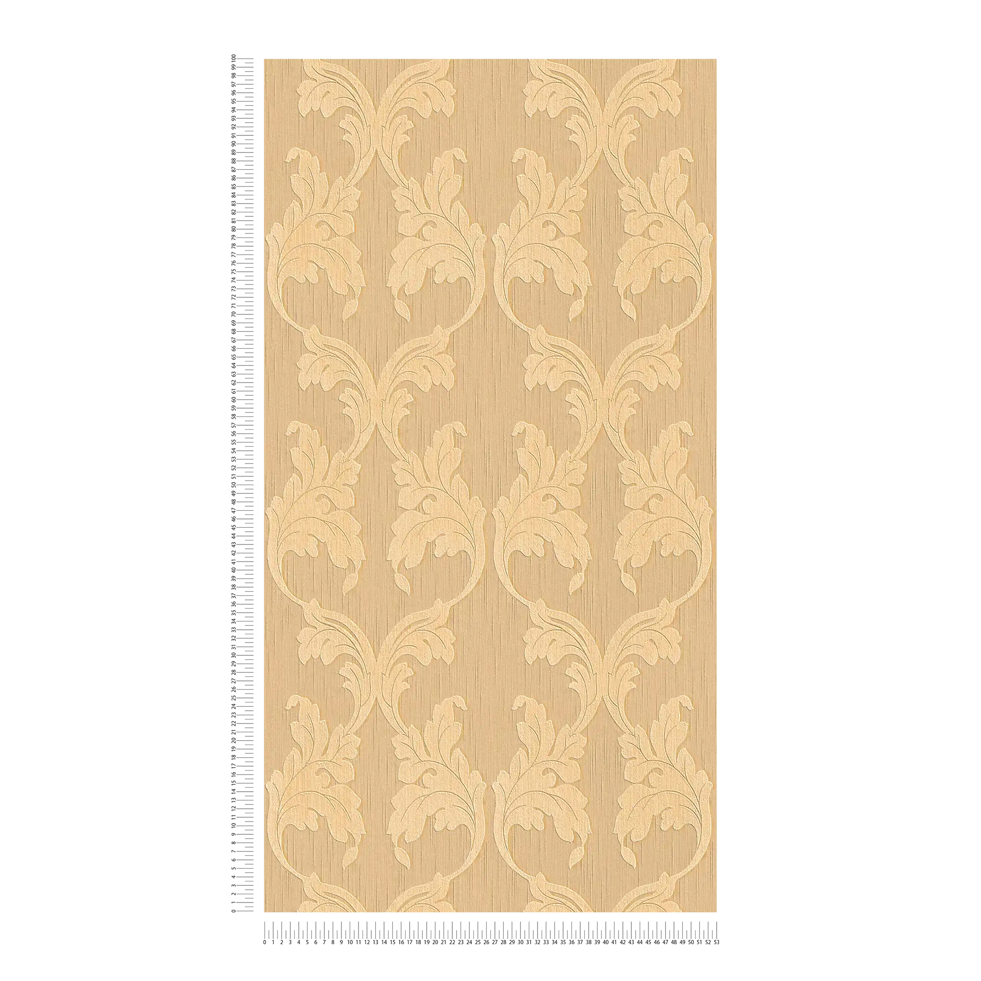             Barocktapete mit floralen Ranken Ornamenten – orange, Beige
        
