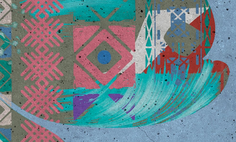             Fototapete Vögel und Pflanzen Muster – Blau, Grün
        