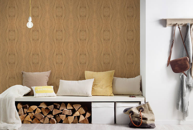 Holzwandverkleidung, Holzverkleidung, Sitzbank, Kissen, Lichtslampe