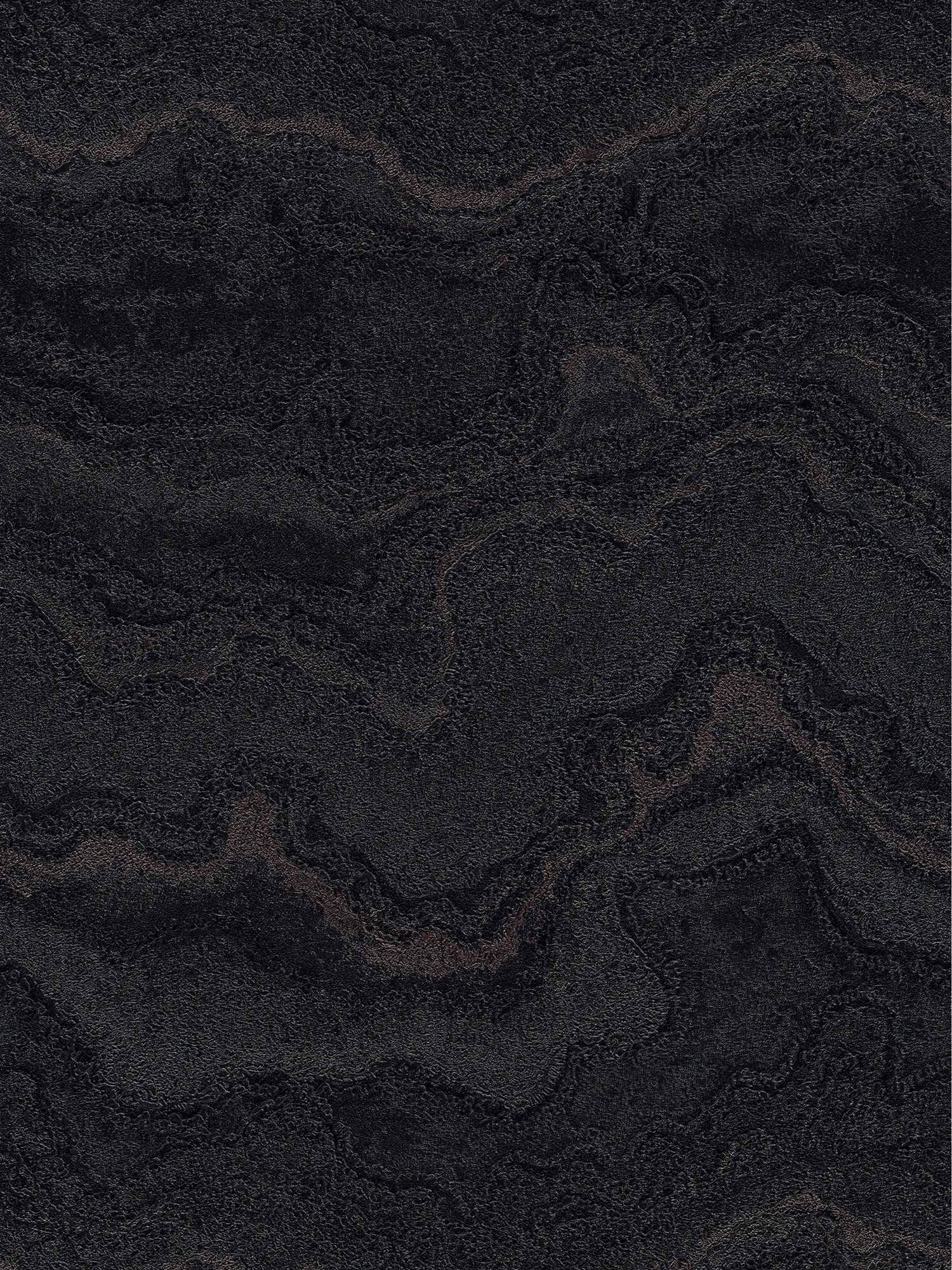 papier peint en papier intissé à la structure marbrée raffinée, avec un grain doux et une finition brillante – Noir, Noir, Gris