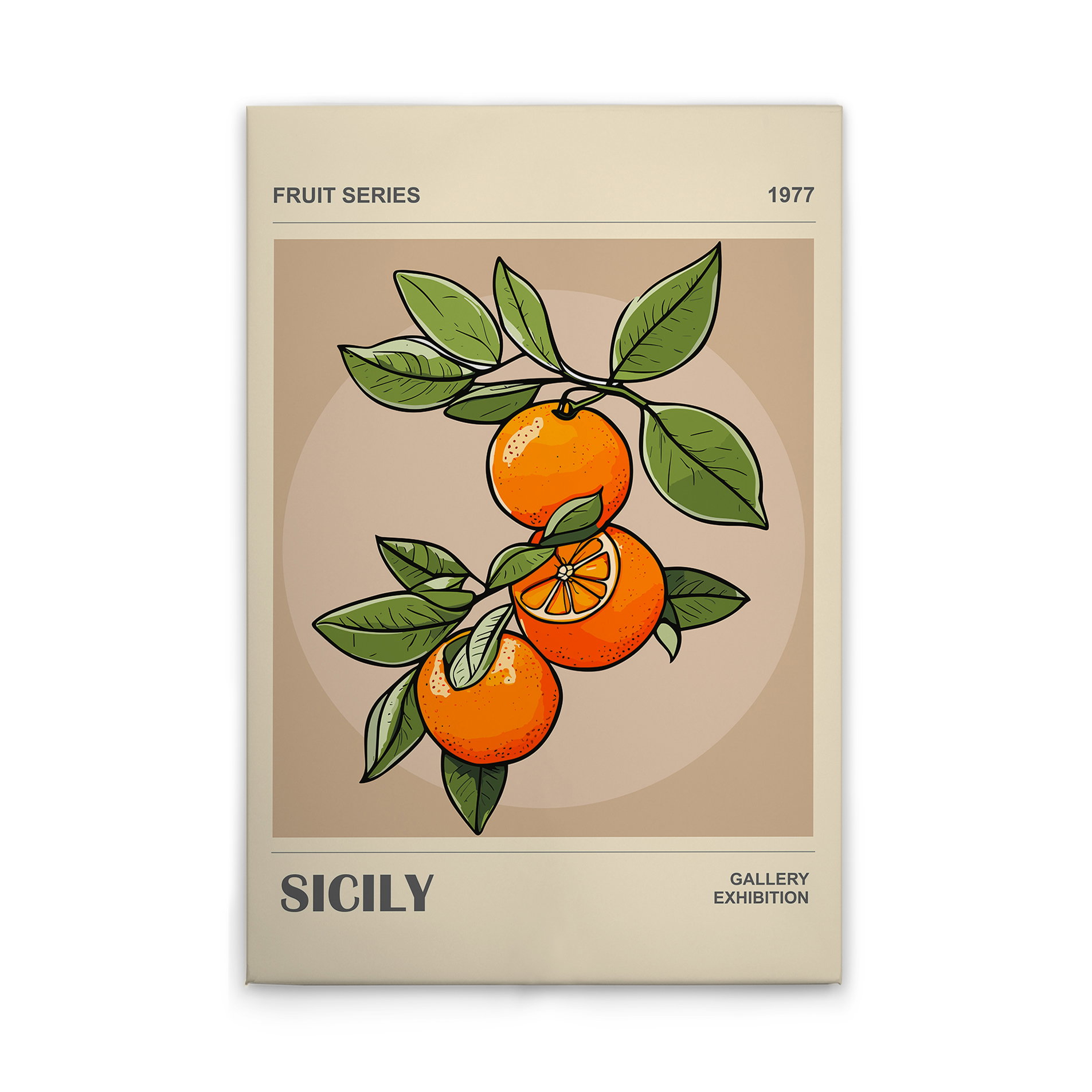 Leinwandbild - Sizilianische Orangen – 30 x 45 cm - Beige, Grün