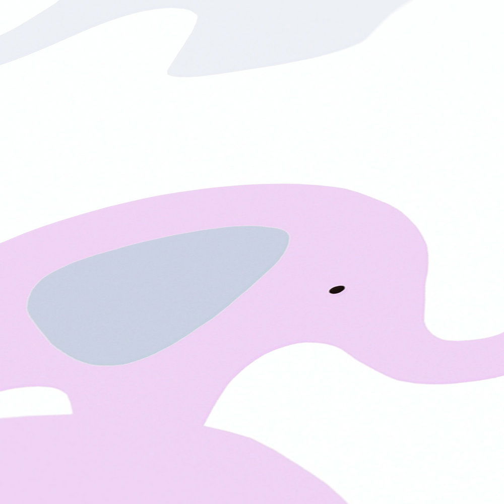             Kinderzimmer Tapete Mädchen Elefant – Rosa, Grau , Weiß
        