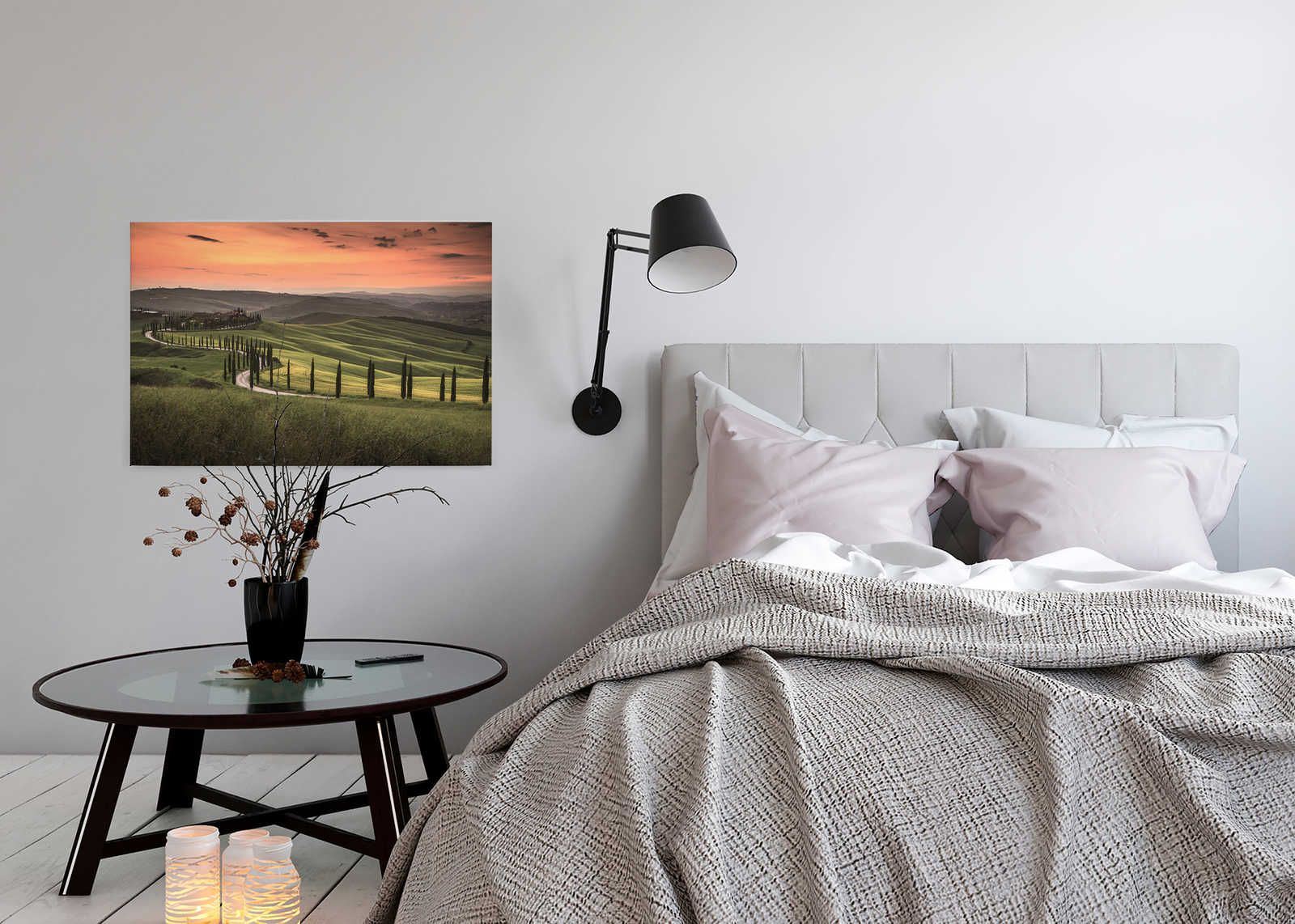             Leinwand mit toskanischer Landschaft in der Dämmerung – 0,90 m x 0,60 m
        
