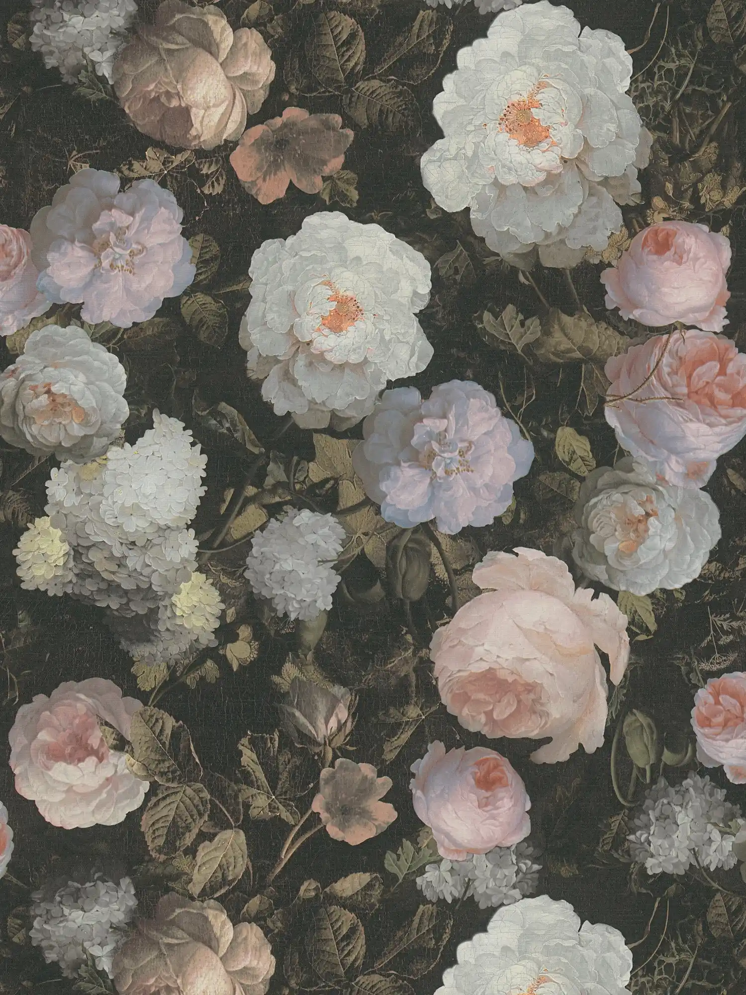 Papier peint rose avec motif floral - rose, vert, blanc