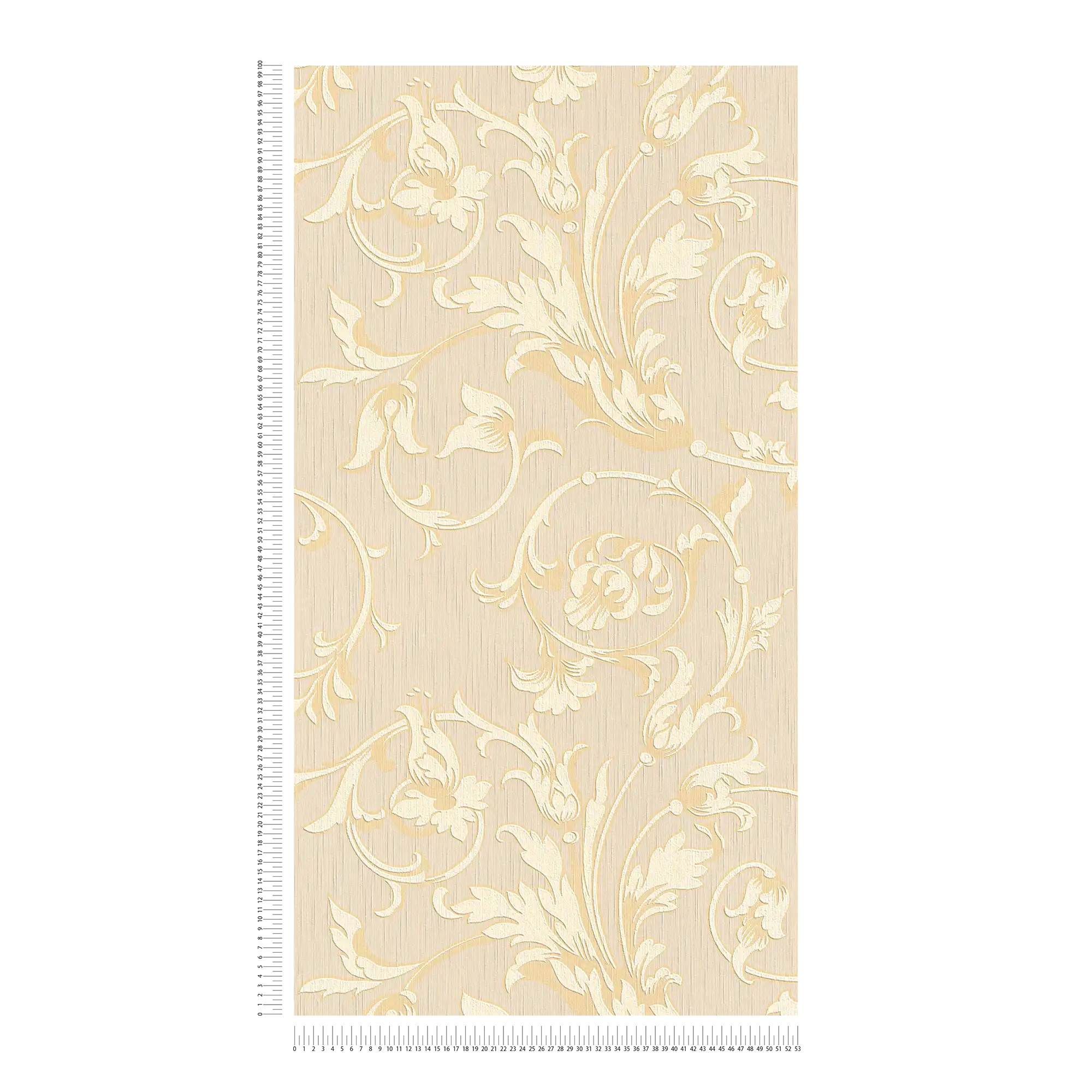 Ornament Tapete mit Seidenoptik – Creme, Gold, Beige