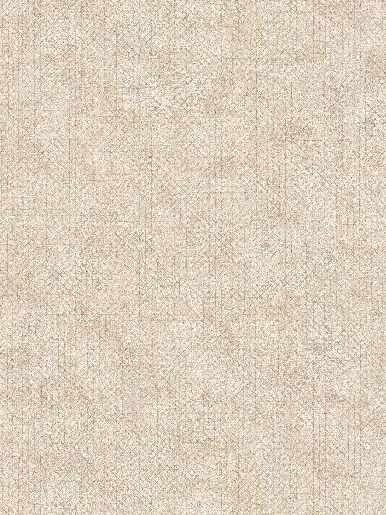         Papier peint crème-beige avec motif structuré métallique
    