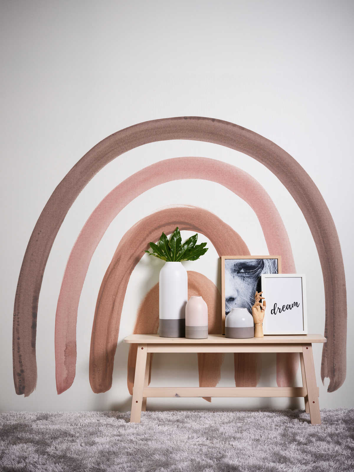         Papier peint panoramique boho arc-en-ciel pour la chambre de bébé
    