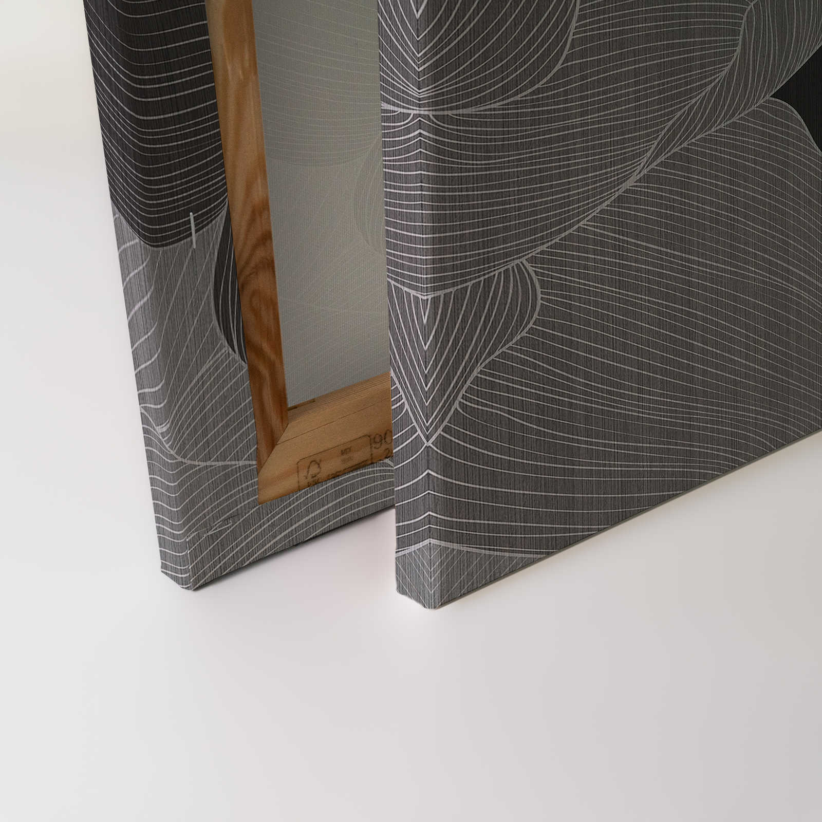             Secret Place 1 - Monochromes Leinwandbild Blumen, Schwarz & Grau – 0,90 m x 0,60 m
        