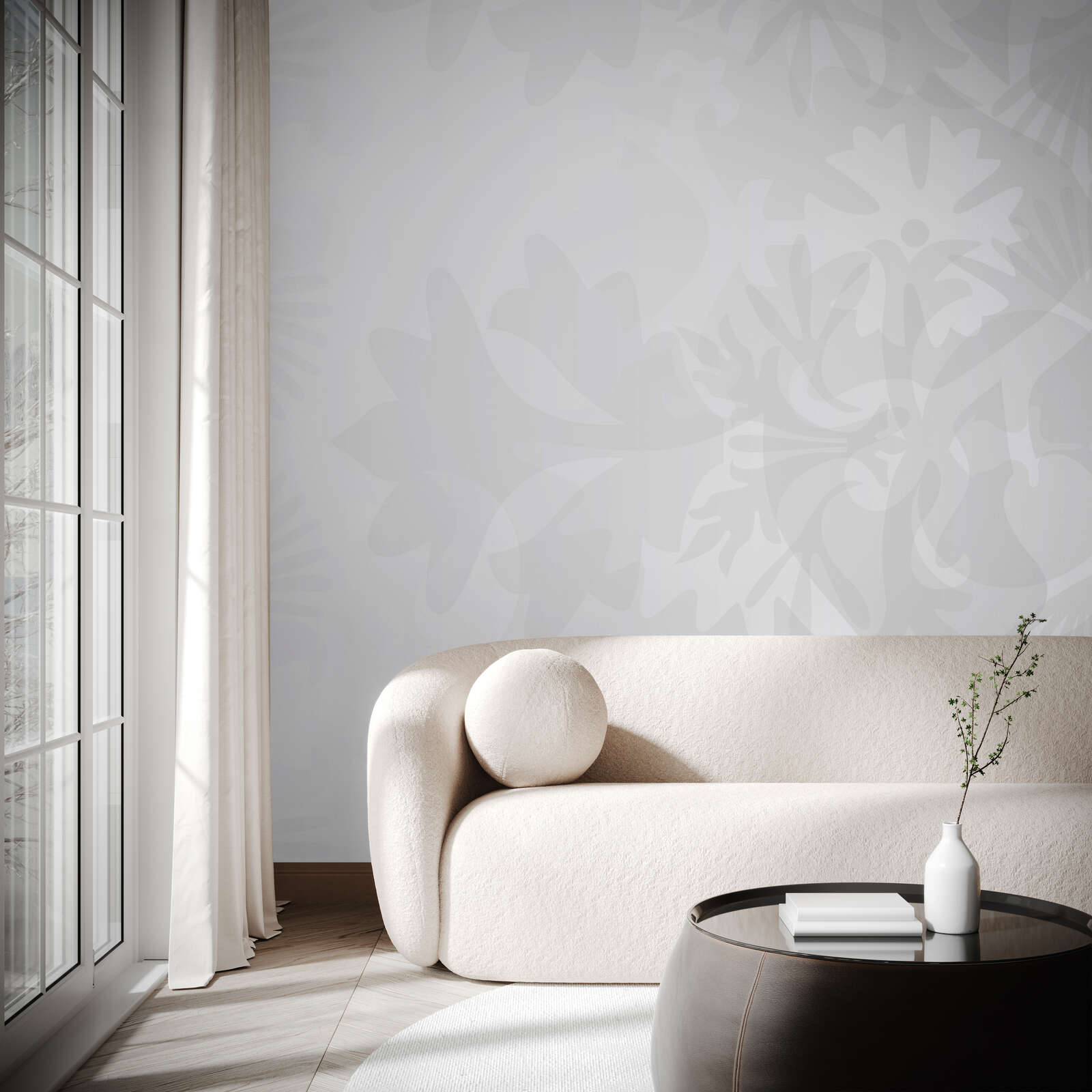 sofa, beige, rund, wohnzimmer, wandmuster
