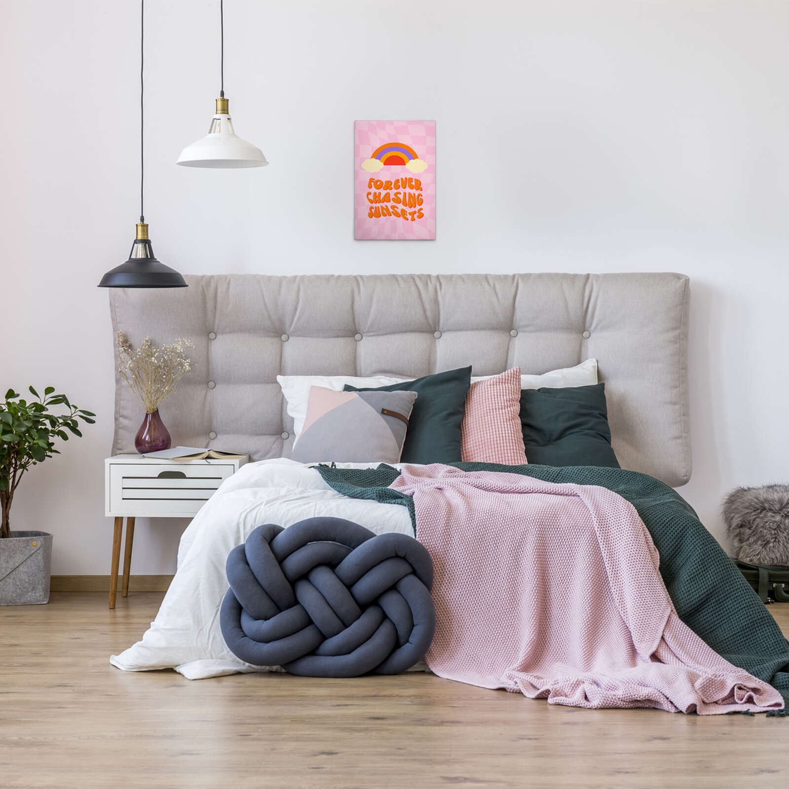 Chasing Sunsets - Leinwandbild mit Regenbogen-Motiv – 30 x 45 cm - Rosa, Pink