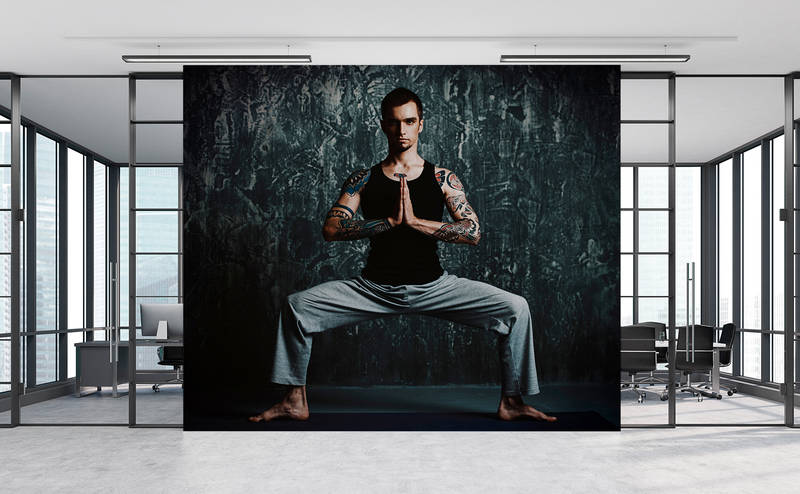 Haut, Tätowierung, Krieger-Yoga-Pose, Trainieren, Yoga