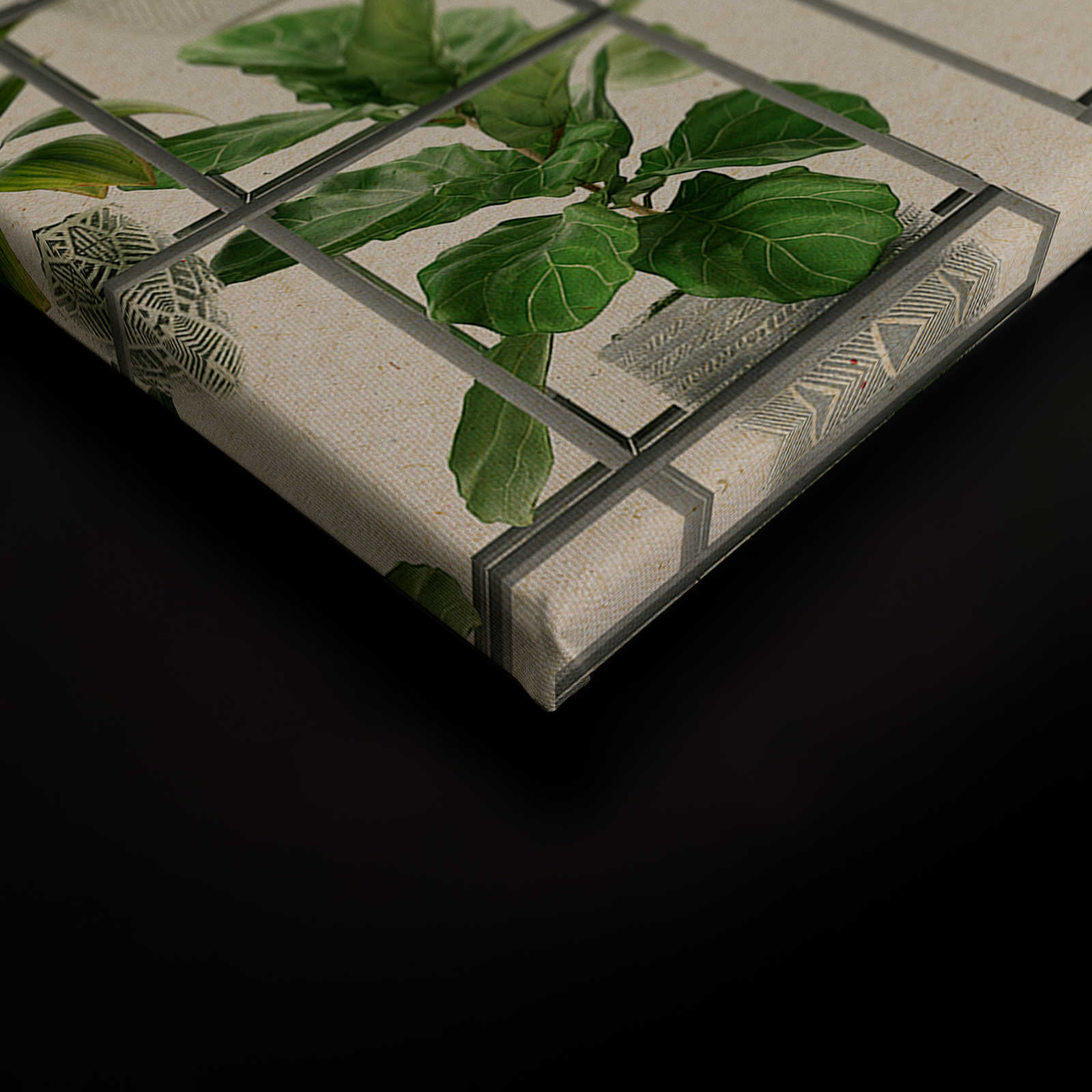             Plant Shop 2 - Leinwandbild moderne Pflanzenwand in Grün & Grau – 0,90 m x 0,60 m
        