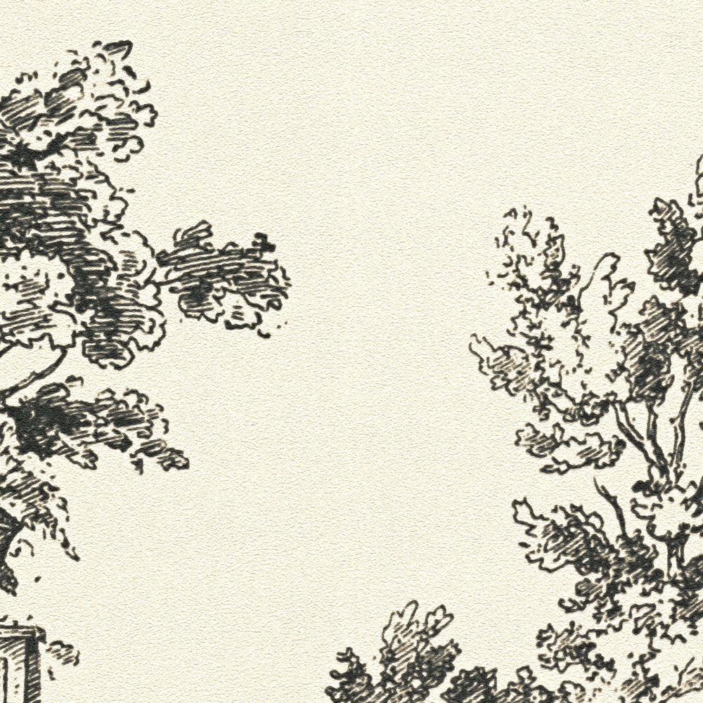 Textur, Beiger Hintergrund, Linienzeichnung, Baum Silhouette, Illustration