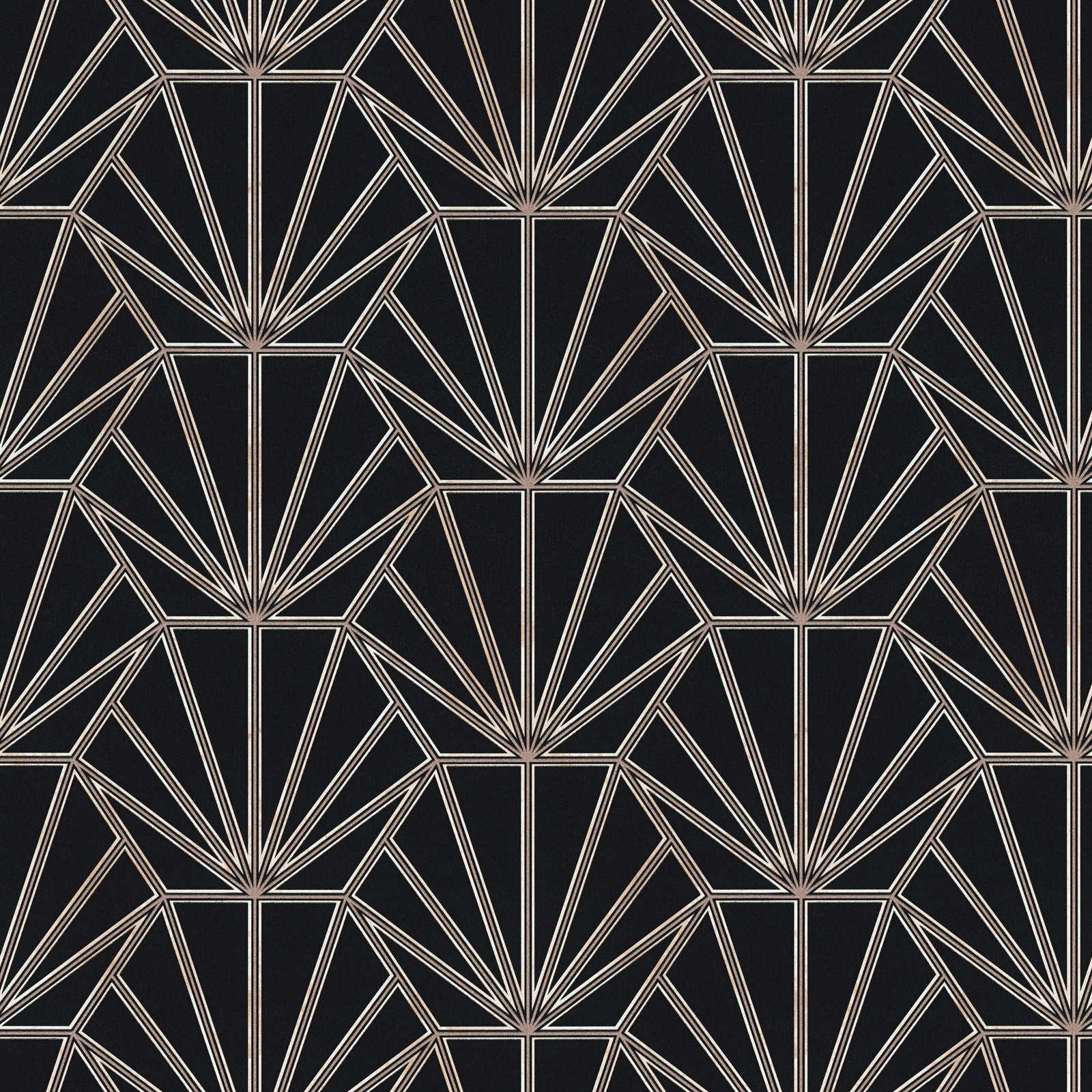         Tapete Art Déco Stil Retro Look & Linien Design – Schwarz, Bronze, Weiß
    