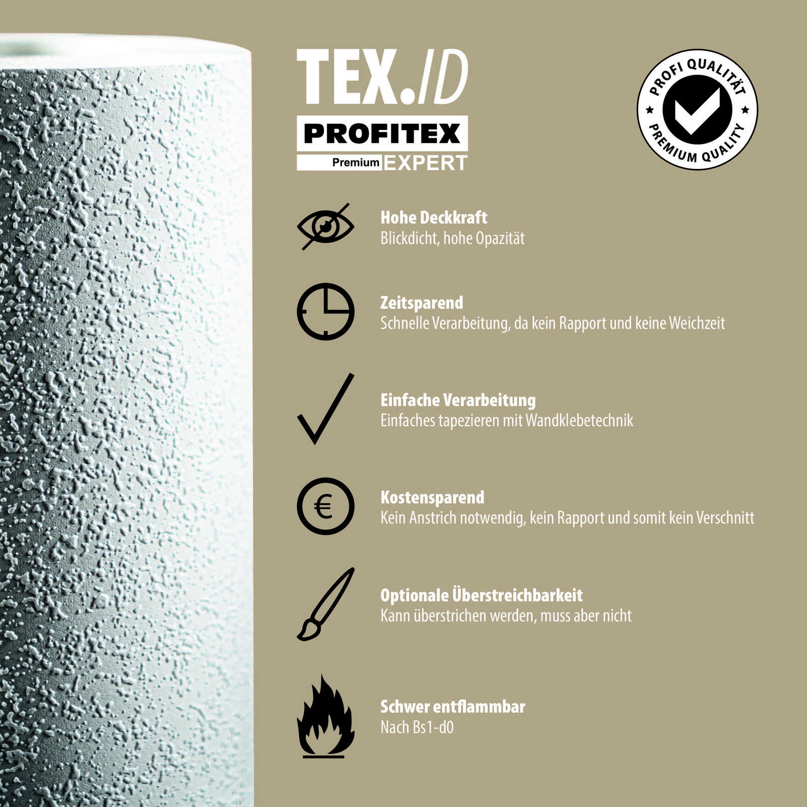             Überstreichbare Tapete mit feiner Sand-Struktur – Weiß
        