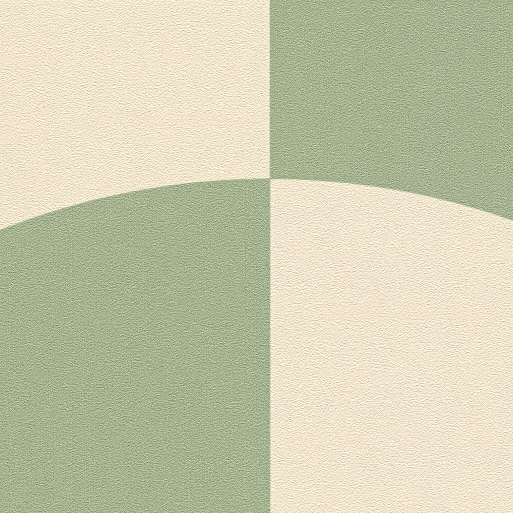 Vliestapete mit Kreismuster &amp; geometrischen Formen – Beige, Grün