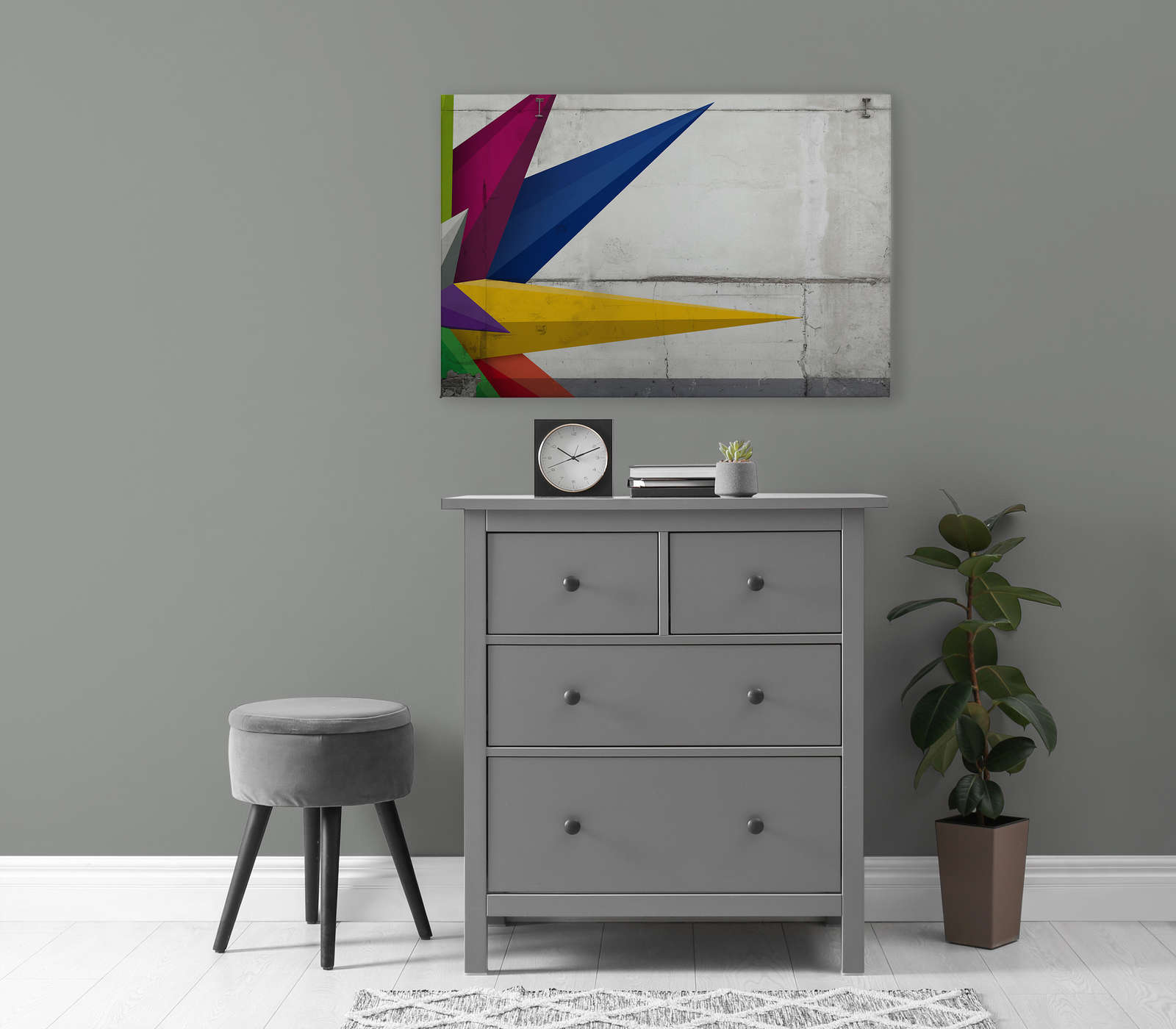 Leinwandbild Betonoptik mit Grafikdesign – 0,90 m x 0,60 m