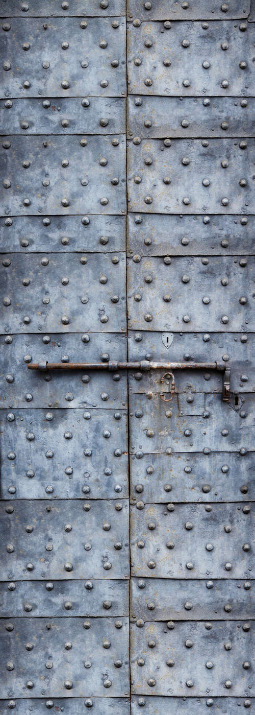             Moderne Fototapete Eisenwand mit Schloss auf Perlmutt Glattvlies
        