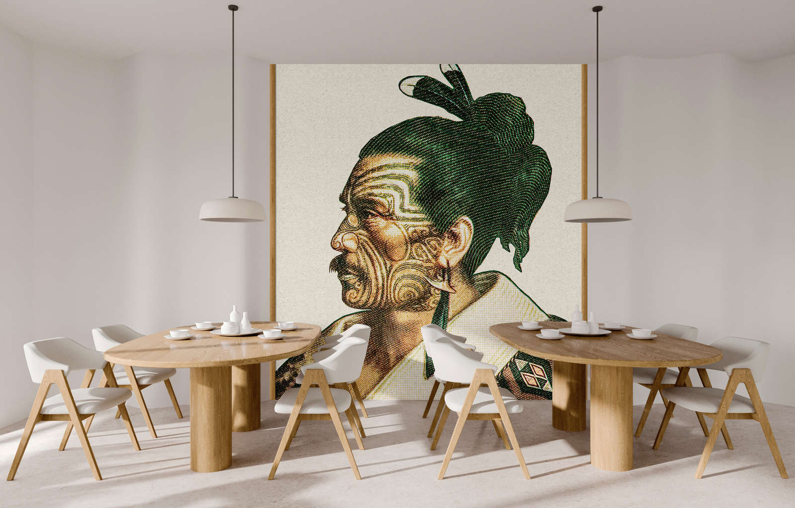 Fototapete »horishi« - Afrikanisches Portrait im Pixel-Stil mit Kraftpapier-Struktur – Glattes, leicht glänzendes Premiumvlies