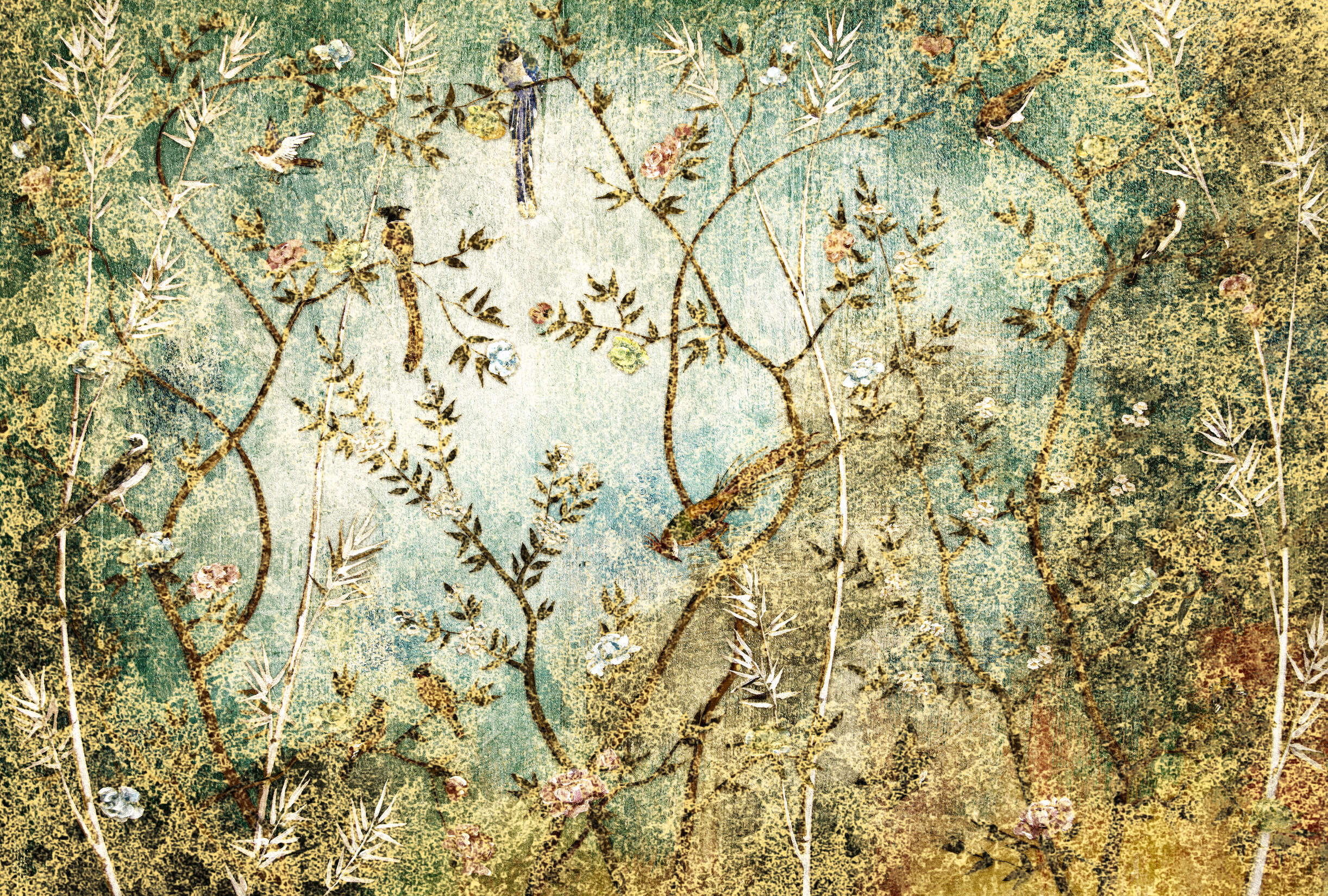 kunstwerk, blumen, reben, pergament, textur