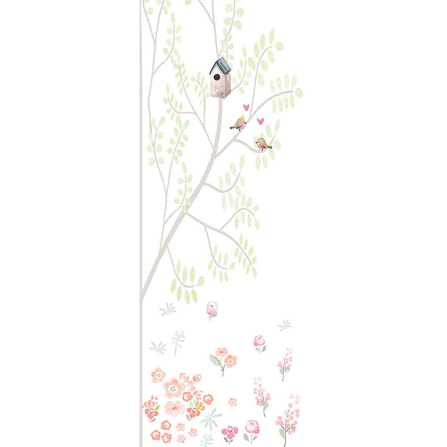Baum, Vogelhaus, Vögel, Blumen, Blüten